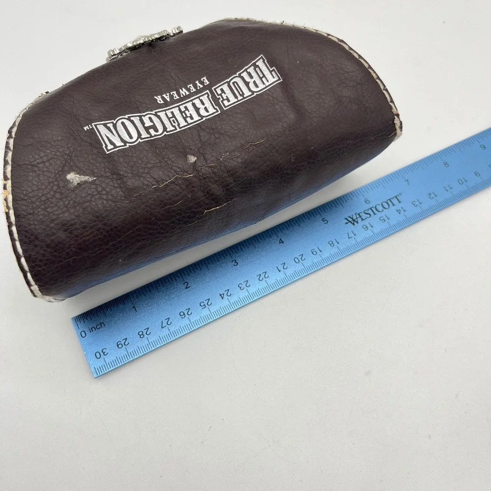 True Religion Eyewear‎ Sunglasses Case Brown Embellished Logo Designer
